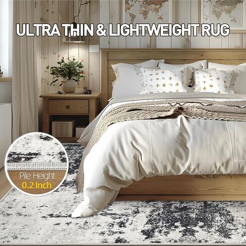 سجادة غرفة المعيشة مقاس 9 × 12، سجادة تجريدية حديثة قابلة للغسل في الغسالة، سجادة منطقة محايدة ناعمة غير قابلة للانزلاق ومقاومة للبقع، سجاد كبير لغرفة المعيشة وغرفة الطعام وغرفة النوم والمكتب (أسود، 9 × 12 بوصة) in Kuwait