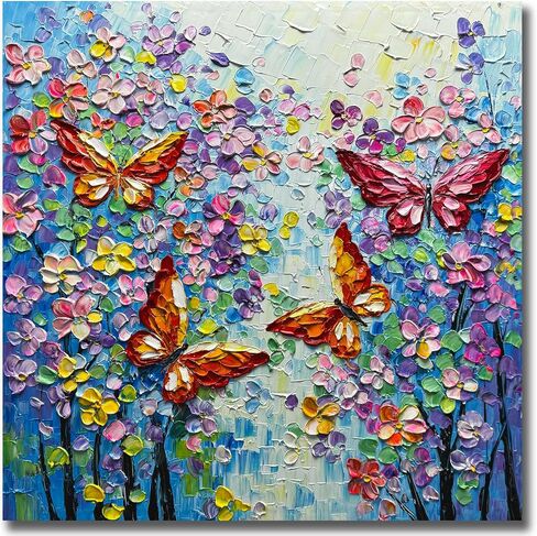 V-inspire Art، 24 × 36 بوصة حديث تجريدي مرسومة يدويًا باقة زيتية ملونة على قماش فن جدار تجريدي لغرفة المعيشة وغرفة النوم وغرفة الطعام وديكور المنزل in Kuwait