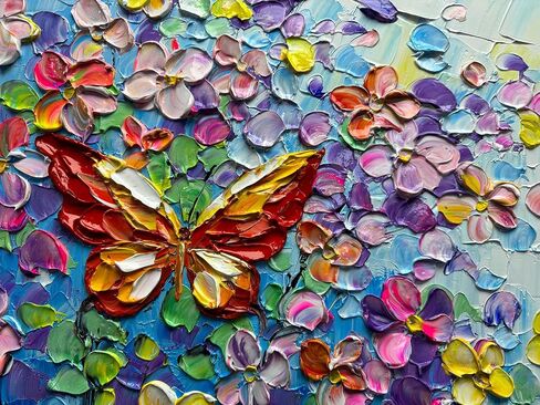 V-inspire Art، 24 × 36 بوصة حديث تجريدي مرسومة يدويًا باقة زيتية ملونة على قماش فن جدار تجريدي لغرفة المعيشة وغرفة النوم وغرفة الطعام وديكور المنزل in Kuwait