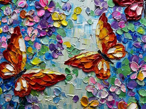 V-inspire Art، 24 × 36 بوصة حديث تجريدي مرسومة يدويًا باقة زيتية ملونة على قماش فن جدار تجريدي لغرفة المعيشة وغرفة النوم وغرفة الطعام وديكور المنزل in Kuwait
