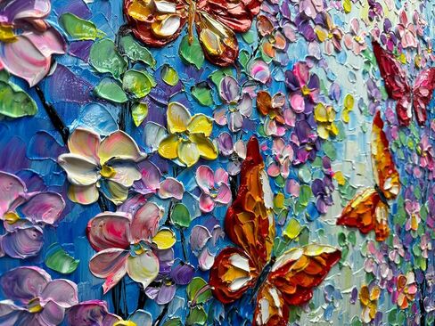 V-inspire Art، 24 × 36 بوصة حديث تجريدي مرسومة يدويًا باقة زيتية ملونة على قماش فن جدار تجريدي لغرفة المعيشة وغرفة النوم وغرفة الطعام وديكور المنزل in Kuwait