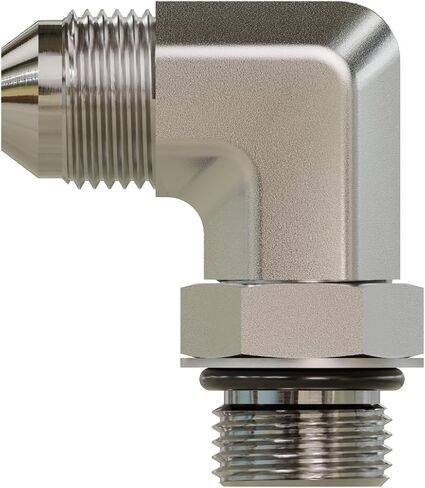 3/8"" Male JIC X 1/2"" Male O-Ring Elbow 90° Hydraulic Adapter, Silver in Saudi Arabia