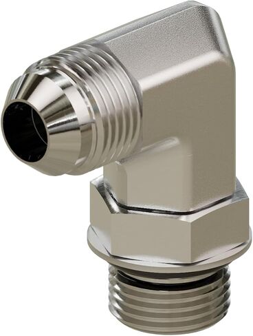 3/8"" Male JIC X 1/2"" Male O-Ring Elbow 90° Hydraulic Adapter, Silver in Saudi Arabia