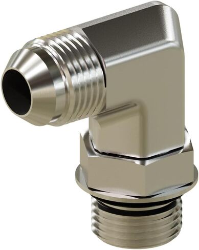 3/8"" Male JIC X 1/2"" Male O-Ring Elbow 90° Hydraulic Adapter, Silver in Saudi Arabia