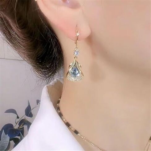 Crystal Earrings for Women Silver Dangle Drop Earrings Sparkly Rhinestone Earrings Long Tear Drop Earrings Danity Wedding Prom Party Jewelry Present in Saudi Arabia