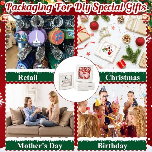 25 Pcs Sublimation Ornament Blanks Gift Box 3.6" x 3.6" x 0.7" Christmas Ornaments Holder Ceramic Discs Ornaments Packaging Box with Window for Personalized Xmas Tree Ornament Blanks Bulk in Saudi Arabia