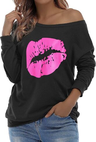 Century Star Women Long Sleeve Sweatshirts Off the Shoulder Sweatshirt Plus Size Oversized Sweaters Pullover Casual Tops in Saudi Arabia