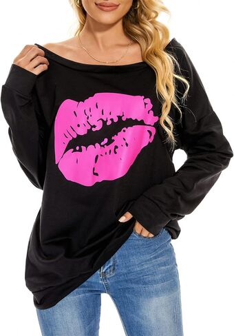 Century Star Women Long Sleeve Sweatshirts Off the Shoulder Sweatshirt Plus Size Oversized Sweaters Pullover Casual Tops in Saudi Arabia