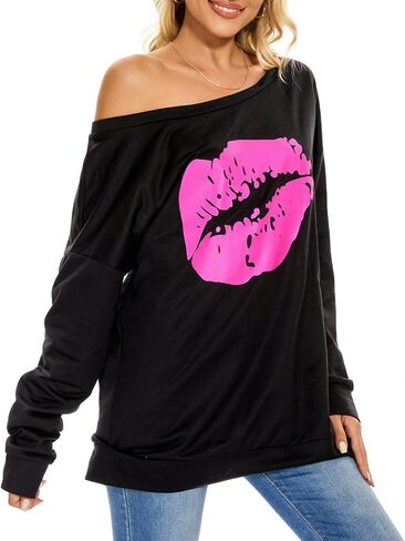 Century Star Women Long Sleeve Sweatshirts Off the Shoulder Sweatshirt Plus Size Oversized Sweaters Pullover Casual Tops in Saudi Arabia