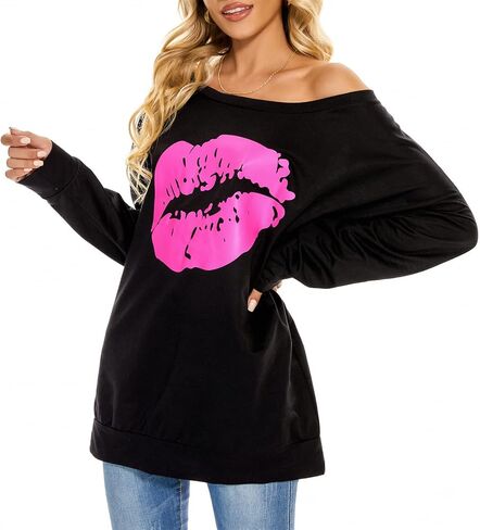 Century Star Women Long Sleeve Sweatshirts Off the Shoulder Sweatshirt Plus Size Oversized Sweaters Pullover Casual Tops in Saudi Arabia