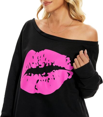 Century Star Women Long Sleeve Sweatshirts Off the Shoulder Sweatshirt Plus Size Oversized Sweaters Pullover Casual Tops in Saudi Arabia