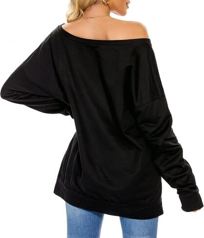 Century Star Women Long Sleeve Sweatshirts Off the Shoulder Sweatshirt Plus Size Oversized Sweaters Pullover Casual Tops in Saudi Arabia