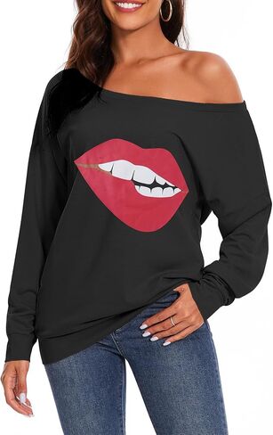 Century Star Women Long Sleeve Sweatshirts Off the Shoulder Sweatshirt Plus Size Oversized Sweaters Pullover Casual Tops in Saudi Arabia