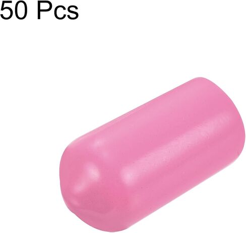 Uxcell 50 قطعة من أغطية الأطراف المطاطية 8 مم (5/16 بوصة) ID من الفينيل PVC أنبوب مستدير غطاء غطاء المسمار واقيات الخيط باللون الوردي in Saudi Arabia