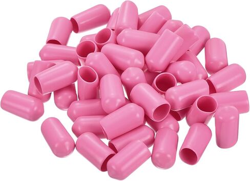 Uxcell 50 قطعة من أغطية الأطراف المطاطية 8 مم (5/16 بوصة) ID من الفينيل PVC أنبوب مستدير غطاء غطاء المسمار واقيات الخيط باللون الوردي in Saudi Arabia