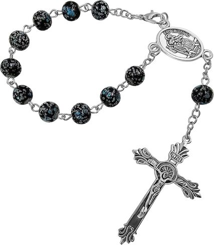 Saint Christopher Medal Car Rosary for Rearview Mirror Glass Beads Catholic One Decade Auto Rosary for Women Men Religious Gift in Saudi Arabia