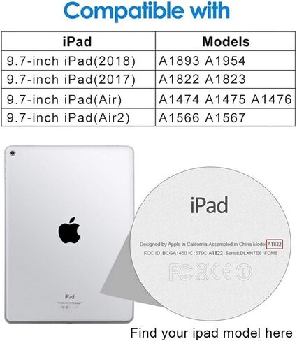 حافظة لوحة مفاتيح iPad مقاس 9.7 بوصة لجهاز iPad الجيل السادس 2018، iPad الجيل الخامس 2017، لوحة مفاتيح بلوتوث لجهاز iPad Air 2/1، Pro 9.7 بوصة، حافظة مع لوحة مفاتيح iPad الجيل السادس، حافظة لوحة مفاتيح iPad الجيل السادس مع حامل أقلام، وردي in Saudi Arabia