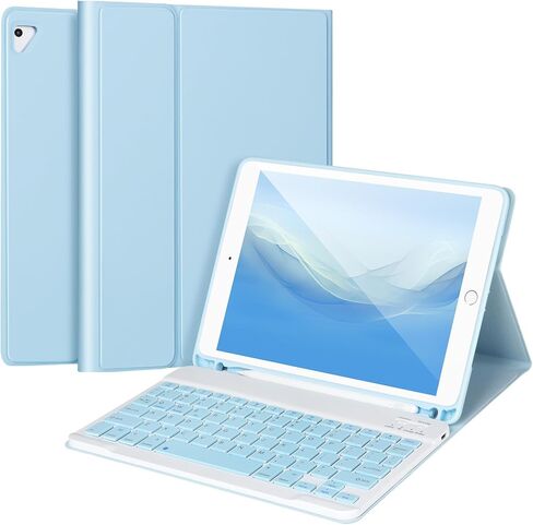 حافظة لوحة مفاتيح iPad مقاس 9.7 بوصة لجهاز iPad الجيل السادس 2018، iPad الجيل الخامس 2017، لوحة مفاتيح بلوتوث لجهاز iPad Air 2/1، Pro 9.7 بوصة، حافظة مع لوحة مفاتيح iPad الجيل السادس، حافظة لوحة مفاتيح iPad الجيل السادس مع حامل أقلام، وردي in Saudi Arabia