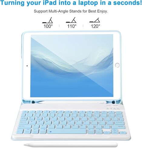 حافظة لوحة مفاتيح iPad مقاس 9.7 بوصة لجهاز iPad الجيل السادس 2018، iPad الجيل الخامس 2017، لوحة مفاتيح بلوتوث لجهاز iPad Air 2/1، Pro 9.7 بوصة، حافظة مع لوحة مفاتيح iPad الجيل السادس، حافظة لوحة مفاتيح iPad الجيل السادس مع حامل أقلام، وردي in Saudi Arabia