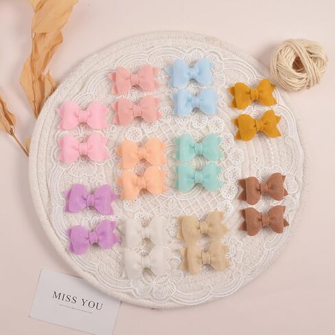 مشابك شعر من الصوف للفتيات الصغيرات والأطفال الصغار، مشابك شعر للأطفال مبطنة بالكامل ولا تنزلق للشعر الناعم، إكسسوارات شعر للأطفال، مشابك شعر للأطفال الصغار، 20 دبابيس شعر in Kuwait