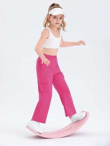 Girls Kids Cargo Sweatpants Wide Straight Leg Jogger Pants 5-14 Years in Saudi Arabia