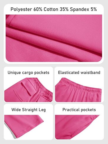 Girls Kids Cargo Sweatpants Wide Straight Leg Jogger Pants 5-14 Years in Saudi Arabia
