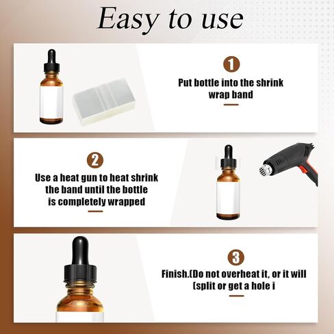 600 Pcs Shrink Bands PVC Heat Shrink Wrap Clear Shrink Wrap 1.8x1 Inch Shrink Bands for Bottles, Jars, Lip Gloss in Saudi Arabia