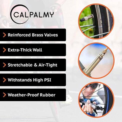 CALPALMY (2-Pack) Race 28" 700C Bike Tubes, 700 x 20-25c Road Bike Inner Tubes with 48mm Long Schrader Valve and Prseta Valve, Premium Butyl Rubber Inner Tube in Saudi Arabia