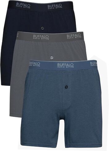 Felina Buffalo Mens Boxers - 3-Pack Cotton Boxers for Men, Boxer Shorts, Mens Underwear Black in Saudi Arabia