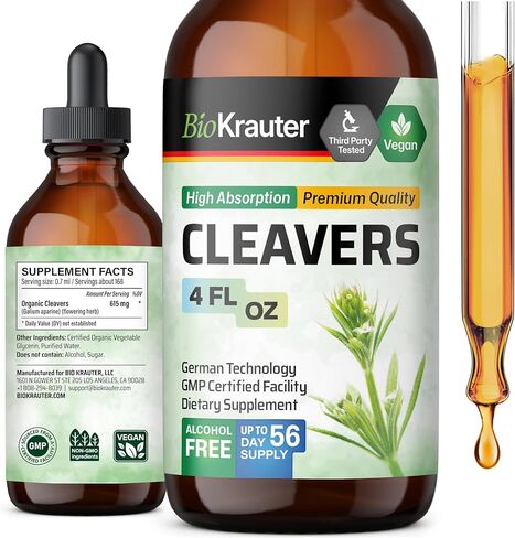 Cleavers Leaf Tincture - Organic Cleavers Herb Liquid Extract - Natural Body Detox - Alcohol and Sugar Free - Vegan Drops 2 Fl.Oz. in Saudi Arabia