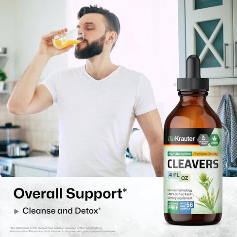 Cleavers Leaf Tincture - Organic Cleavers Herb Liquid Extract - Natural Body Detox - Alcohol and Sugar Free - Vegan Drops 2 Fl.Oz. in Saudi Arabia