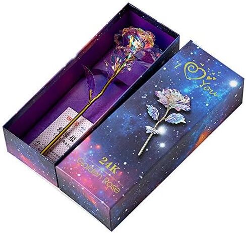 هدايا عيد الحب لها، هدايا وردة المجرة الملونة للنساء في عيد الحب، ورود ذهبية من رقائق الذهب عيار 24 قيراط، ذكرى عيد ميلاد عيد الميلاد قطعة واحدة in Kuwait