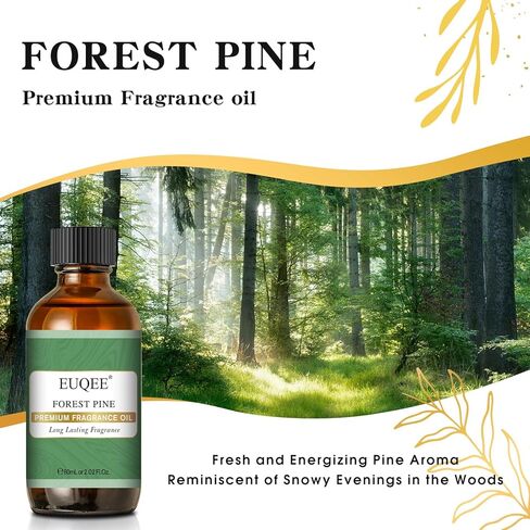 زيت عطر غابة الصنوبر من EUQEE، زيت عطري عطري ممتاز، 2.02 أونصة سائلة مع قطارة زجاجية للناشرين، صناعة الصابون، شمعة DIY (60 مل) in Saudi Arabia