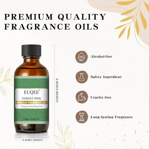زيت عطر غابة الصنوبر من EUQEE، زيت عطري عطري ممتاز، 2.02 أونصة سائلة مع قطارة زجاجية للناشرين، صناعة الصابون، شمعة DIY (60 مل) in Saudi Arabia