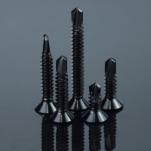 #12 x 1" Flat Head Self Drilling Screws (50 pcs), 410 Stainless Steel, Phillips Drive #3, Black Oxide Coated Flat Head Self Tapping Screws, Fayeploo (with Phillips Driver Bit) in Saudi Arabia