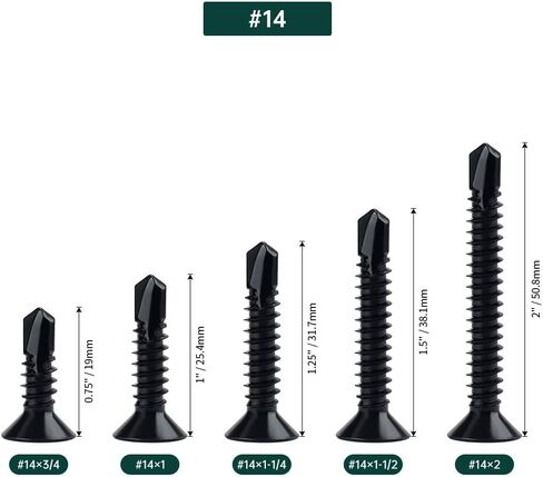 #12 x 1" Flat Head Self Drilling Screws (50 pcs), 410 Stainless Steel, Phillips Drive #3, Black Oxide Coated Flat Head Self Tapping Screws, Fayeploo (with Phillips Driver Bit) in Saudi Arabia