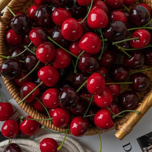 20 قطعة من الكرز الاصطناعي الأحمر، محاكاة نابضة بالحياة صناعية صغيرة من الكرز الأسود الأحمر نموذج فاكهة وهمية، ديكور المنزل والحفلات والمطبخ والديكور والتصوير الفوتوغرافي in Saudi Arabia