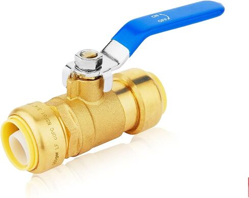 1-PC Push Fit Ball Valve, 1-Inch Push-to-Connect Full Port Shut-off Valve for Hot and Cold Water,with 1 Disconnect Clip, PEX,Copper,CPVC, Blue Valve in Kuwait