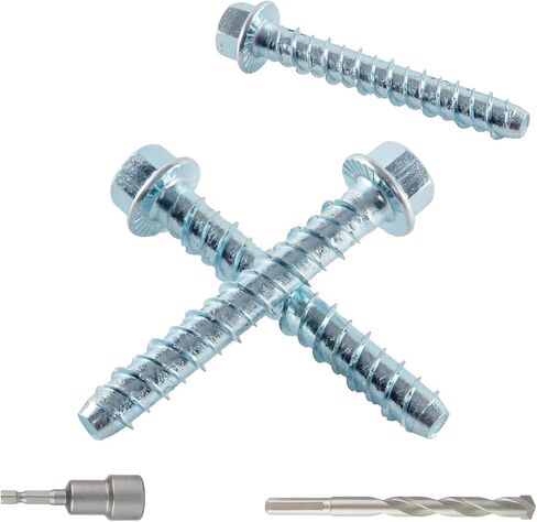 براغي خرسانية مقاس 3/8 بوصة × 3 بوصة (60 حزمة) مسامير تثبيت خرسانية مقاس 3/8 بوصة للبناء أو الأسمنت أو الطوب أو البلوك، مطلية بالزنك in Kuwait