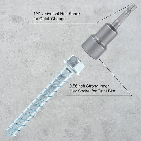 براغي خرسانية مقاس 3/8 بوصة × 3 بوصة (60 حزمة) مسامير تثبيت خرسانية مقاس 3/8 بوصة للبناء أو الأسمنت أو الطوب أو البلوك، مطلية بالزنك in Kuwait