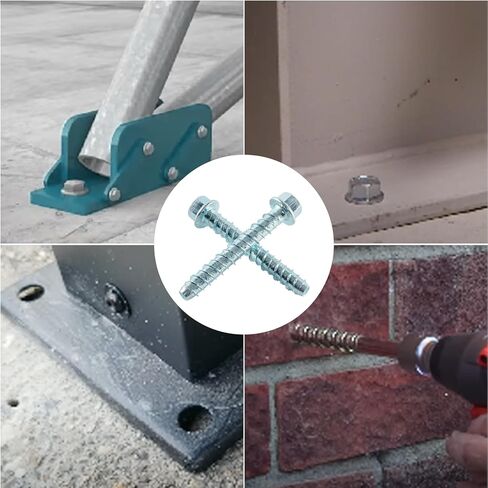 براغي خرسانية مقاس 3/8 بوصة × 3 بوصة (60 حزمة) مسامير تثبيت خرسانية مقاس 3/8 بوصة للبناء أو الأسمنت أو الطوب أو البلوك، مطلية بالزنك in Kuwait