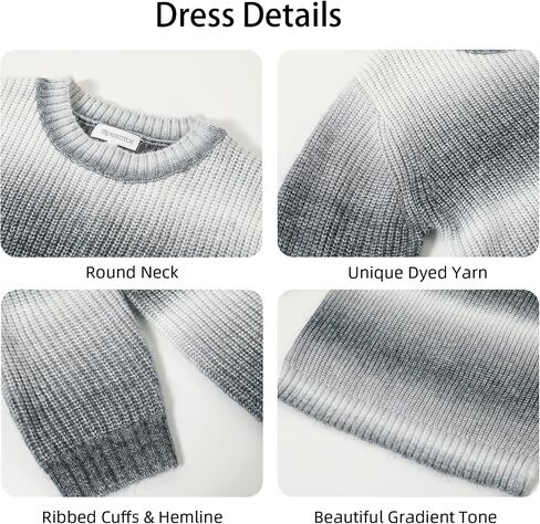 Girls Striped Sweater Dress Pullover Crewneck Gradient Cable Knit Sweaters for Girls Dresses in Saudi Arabia