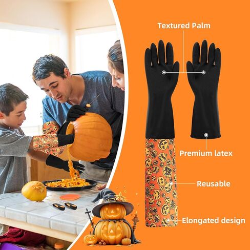 Pumpkin Scraper Glove - Complete Halloween Pumpkin Carving Kit,2 Pairs of Gloves & 2 Scrapers(One for Adults,One for Kids),3 Pumpkin Carving Tools,Easily Clean & Carve Your Halloween Pumpkins. in Saudi Arabia