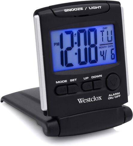 Westclox 72028 منبه للسفر قابل للطي، متوسط، أسود in Saudi Arabia