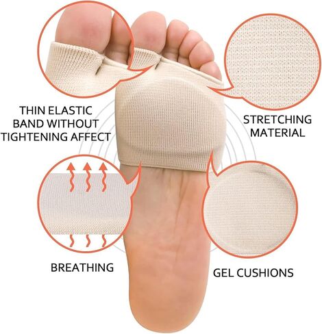 2 Pack Metatarsal Pads for Women and Men,Ball of Foot Cushion,Foot Pads Heel Cushions for Shoes,Gel Sleeves Cushions Pad - Fabric Soft Socks for Supports Feet Pain Relief in Saudi Arabia