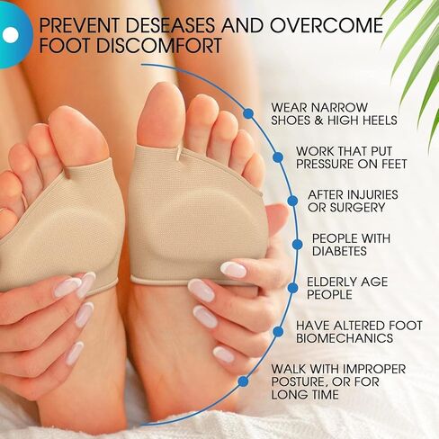 2 Pack Metatarsal Pads for Women and Men,Ball of Foot Cushion,Foot Pads Heel Cushions for Shoes,Gel Sleeves Cushions Pad - Fabric Soft Socks for Supports Feet Pain Relief in Saudi Arabia