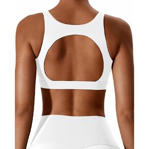 XUNYU Open Back Sports Bras for Women Supportive Workout Tank Tops Built in Bra Square Neck Crop Yoga Top Push Up