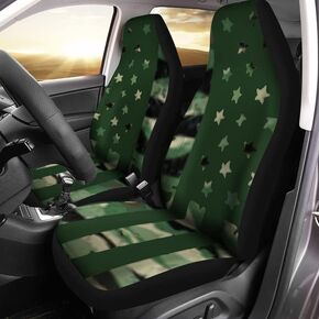 Art USA Flag Car Seat Covers Set of 2, Vehicle Seat Protector Car Mat Covers, Fit Most Vehicle, Cars, Sedan, Truck, SUV, Van