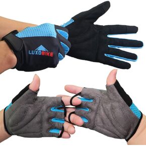 Blue - Size Medium - 2 Pair - Half and Full Finger Cycling Gloves Bundle