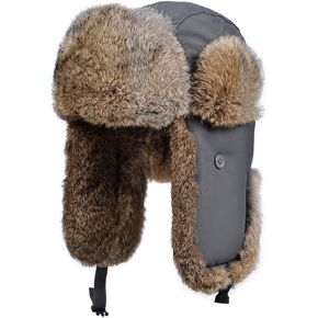 Harssidanzar Winter Hats Rabbit Fur Lined Warm Waterproof Hats for Men and Women CU606AUS